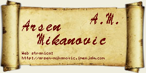 Arsen Mikanović vizit kartica